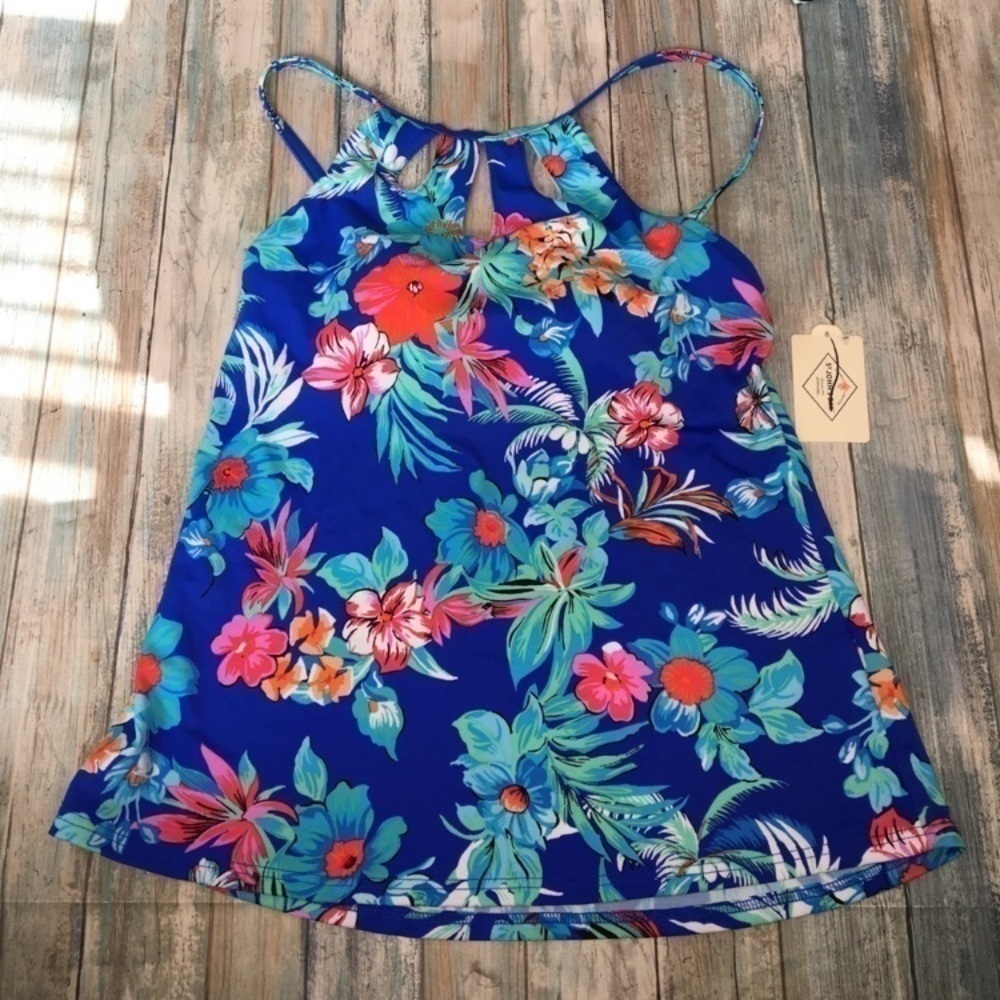 NWT St. John’s Bay Blue Floral Tankini